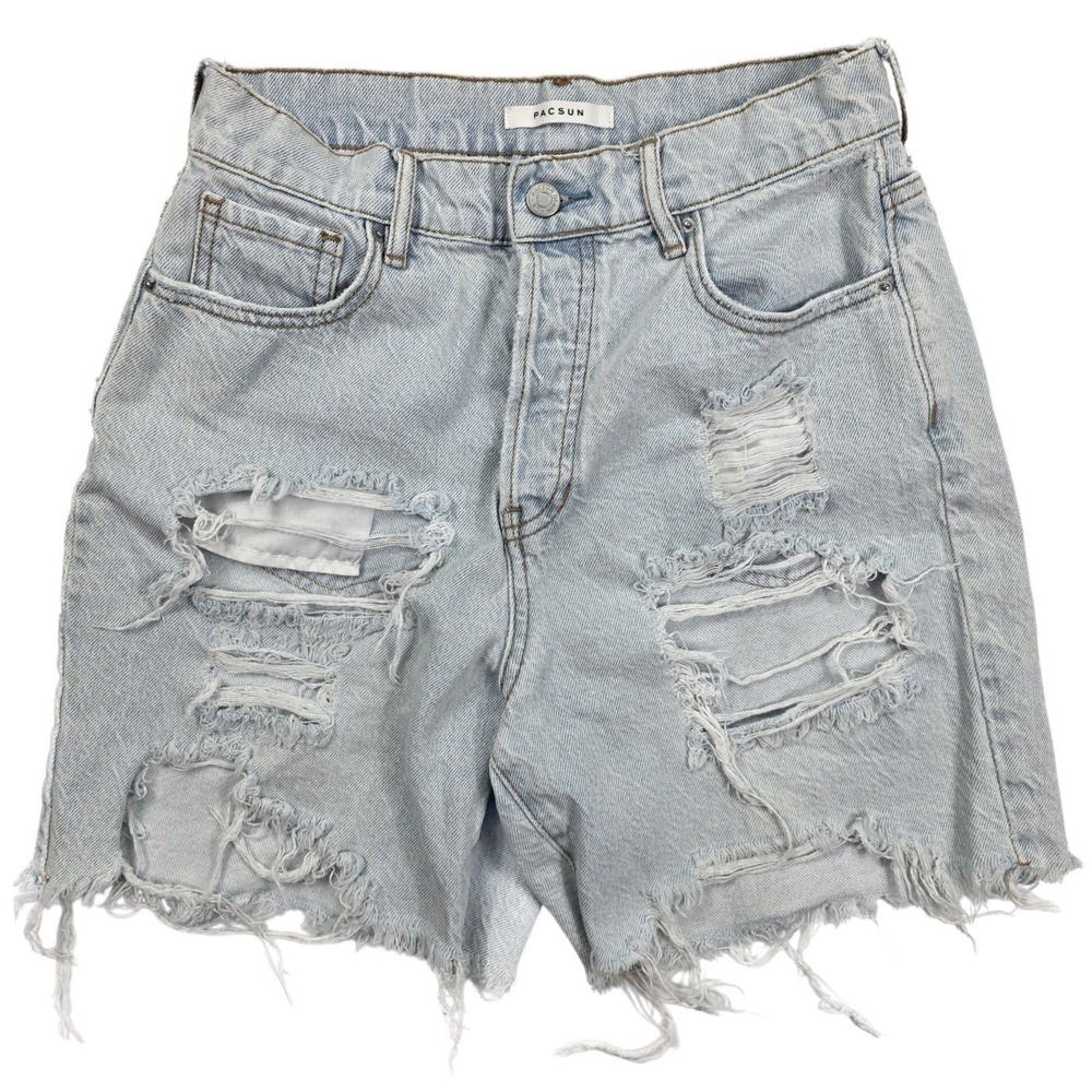 PacSun High Rise Bermuda Distressed Frayed Raw Hem Boy Shorts Women's‎ Size 27